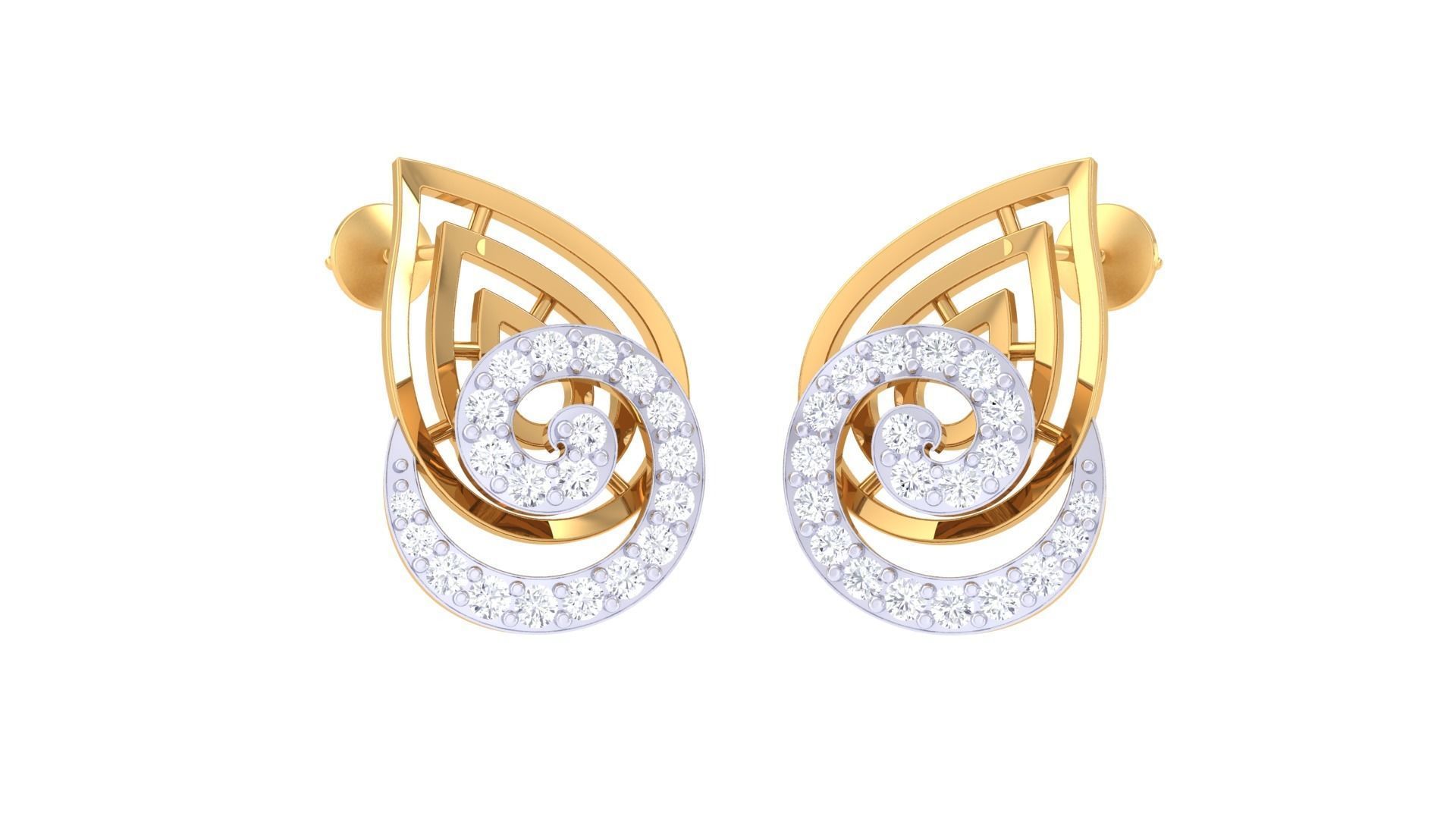  Women studs Earrings 3dm stl 3mf obj glb gltf mtl render detail 3D print model_2