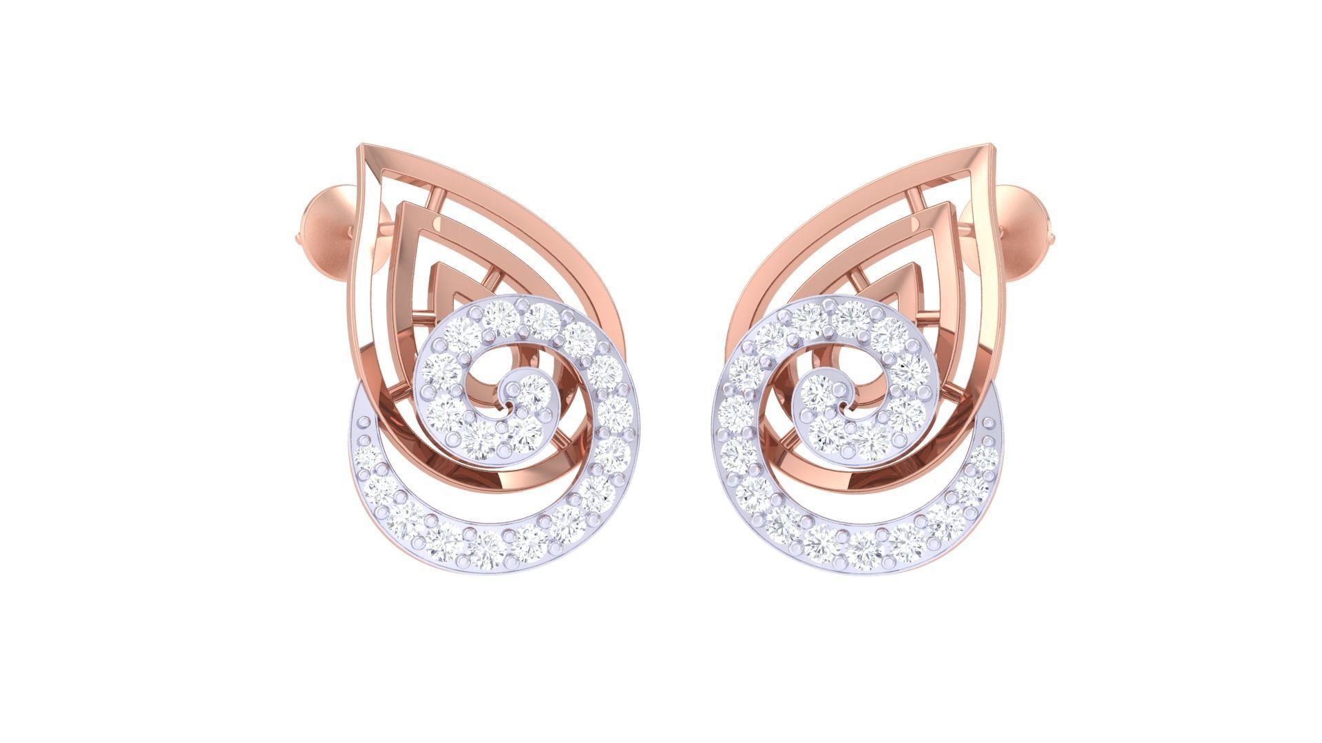  Women studs Earrings 3dm stl 3mf obj glb gltf mtl render detail 3D print model_3