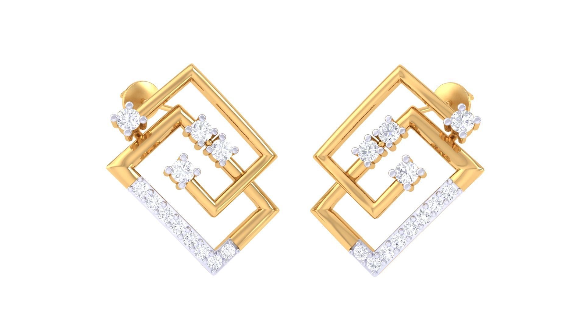  Women studs Earrings 3dm stl 3mf obj glb gltf mtl render detail 3D print model_1