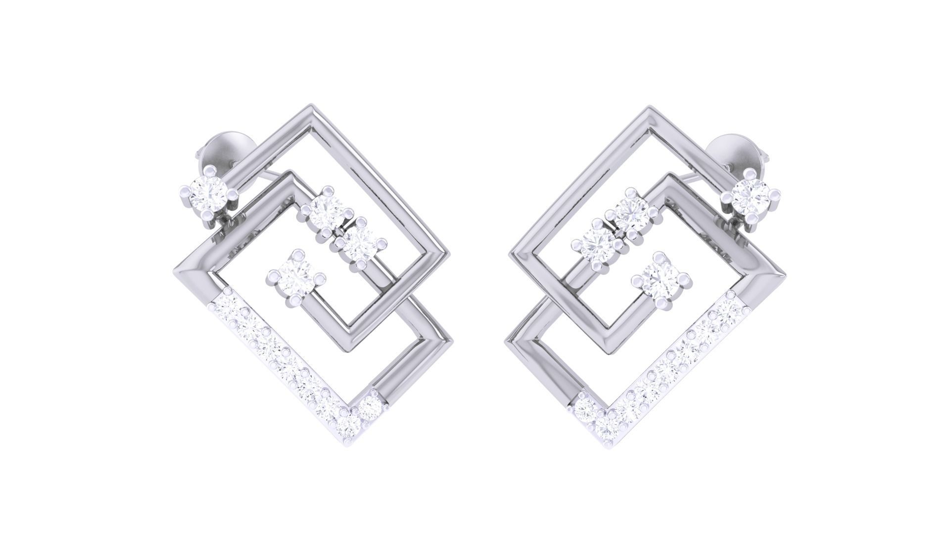  Women studs Earrings 3dm stl 3mf obj glb gltf mtl render detail 3D print model_2