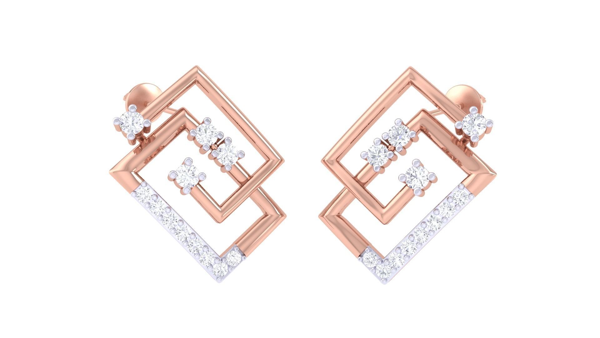  Women studs Earrings 3dm stl 3mf obj glb gltf mtl render detail 3D print model_4