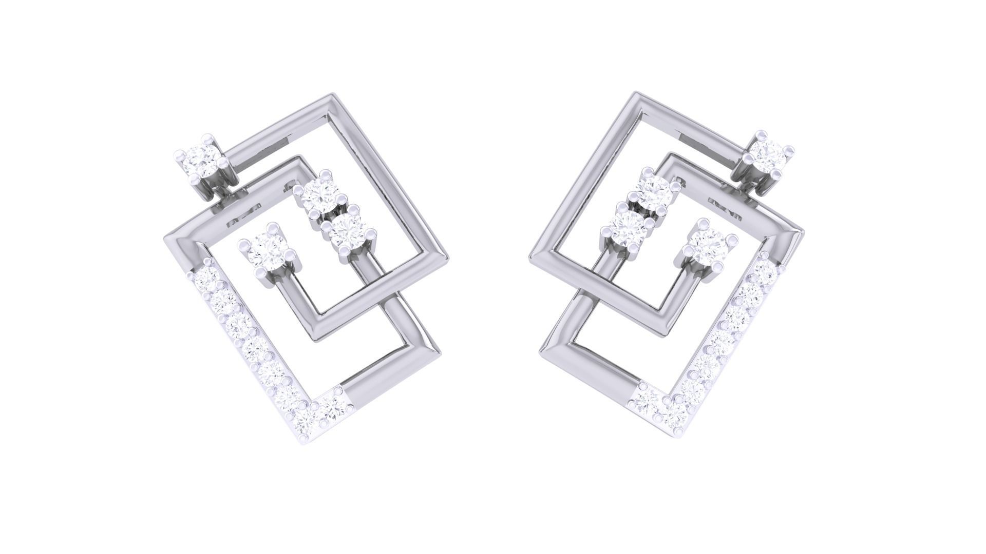  Women studs Earrings 3dm stl 3mf obj glb gltf mtl render detail 3D print model_3