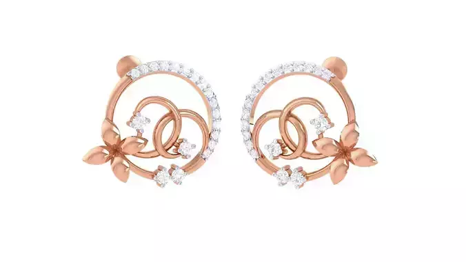 Flower Leaf Women studs Earrings 3dm stl 3mf obj glb gltf mtl 