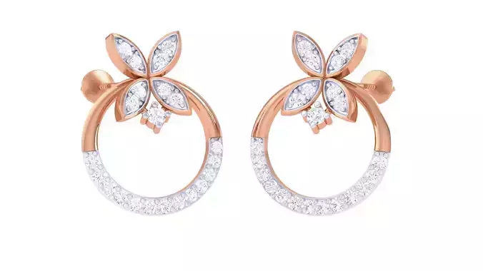 Flower Women studs Earrings 3dm stl 3mf obj glb gltf mtl render