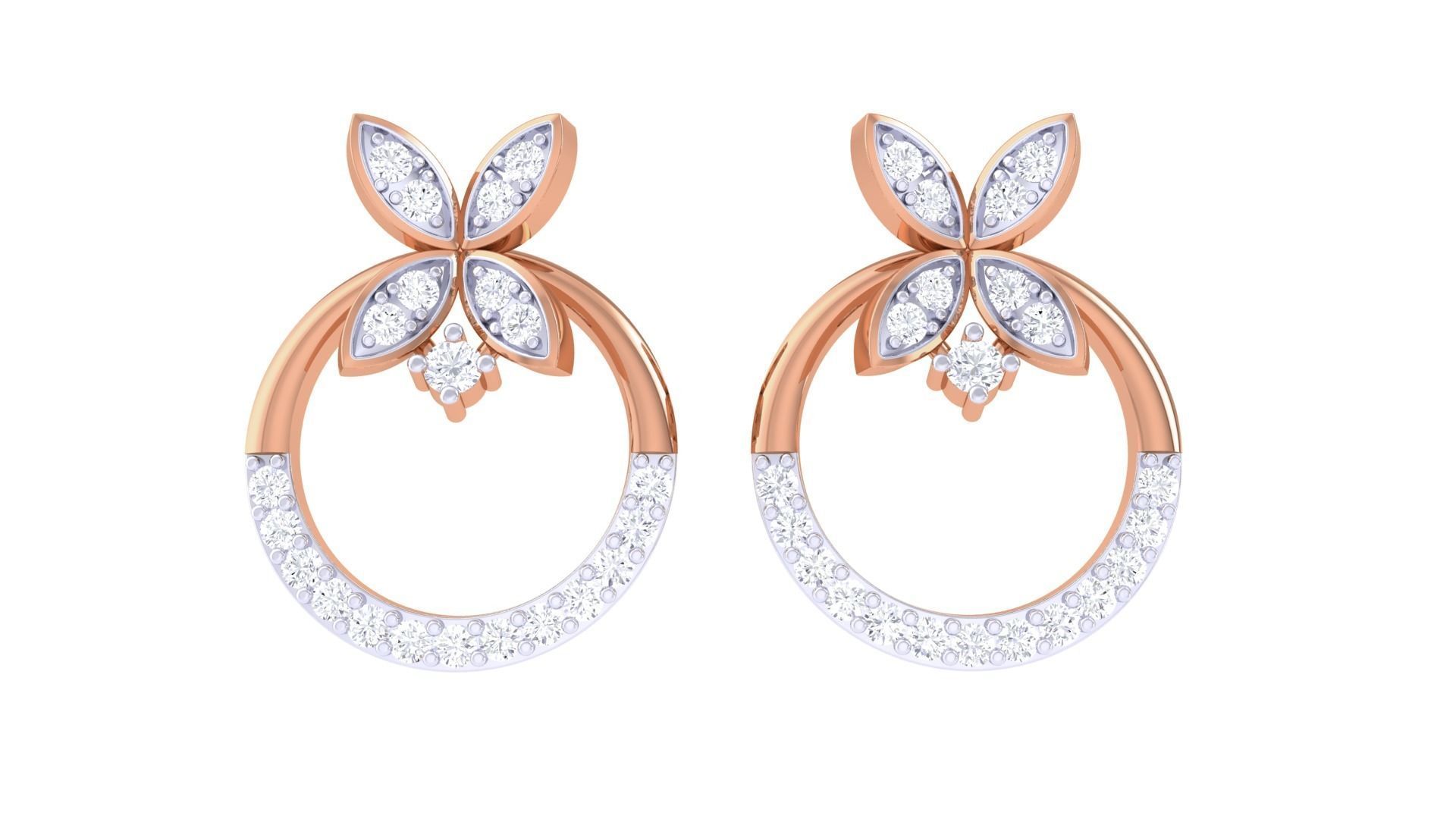 Flower Women studs Earrings 3dm stl 3mf obj glb gltf mtl render 3D print model_7