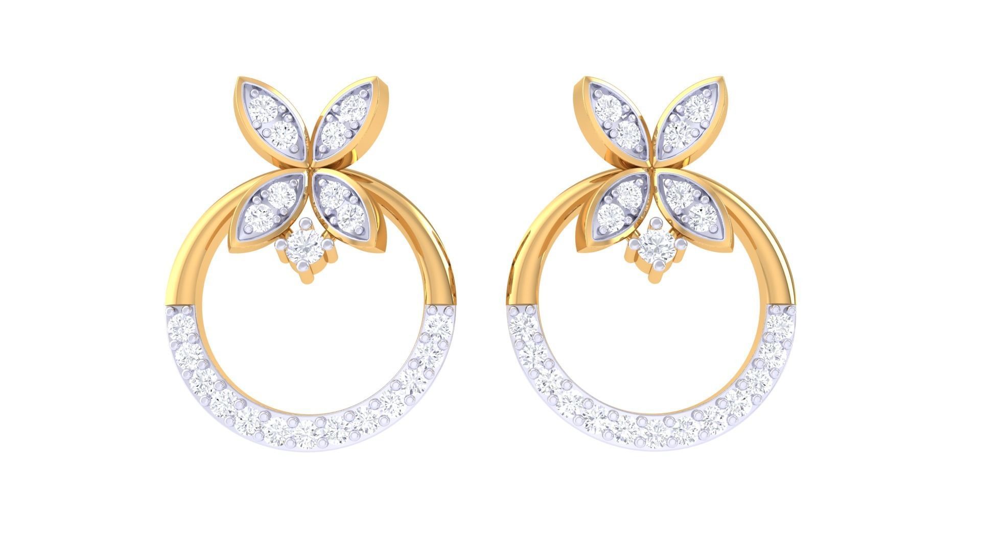 Flower Women studs Earrings 3dm stl 3mf obj glb gltf mtl render 3D print model_4