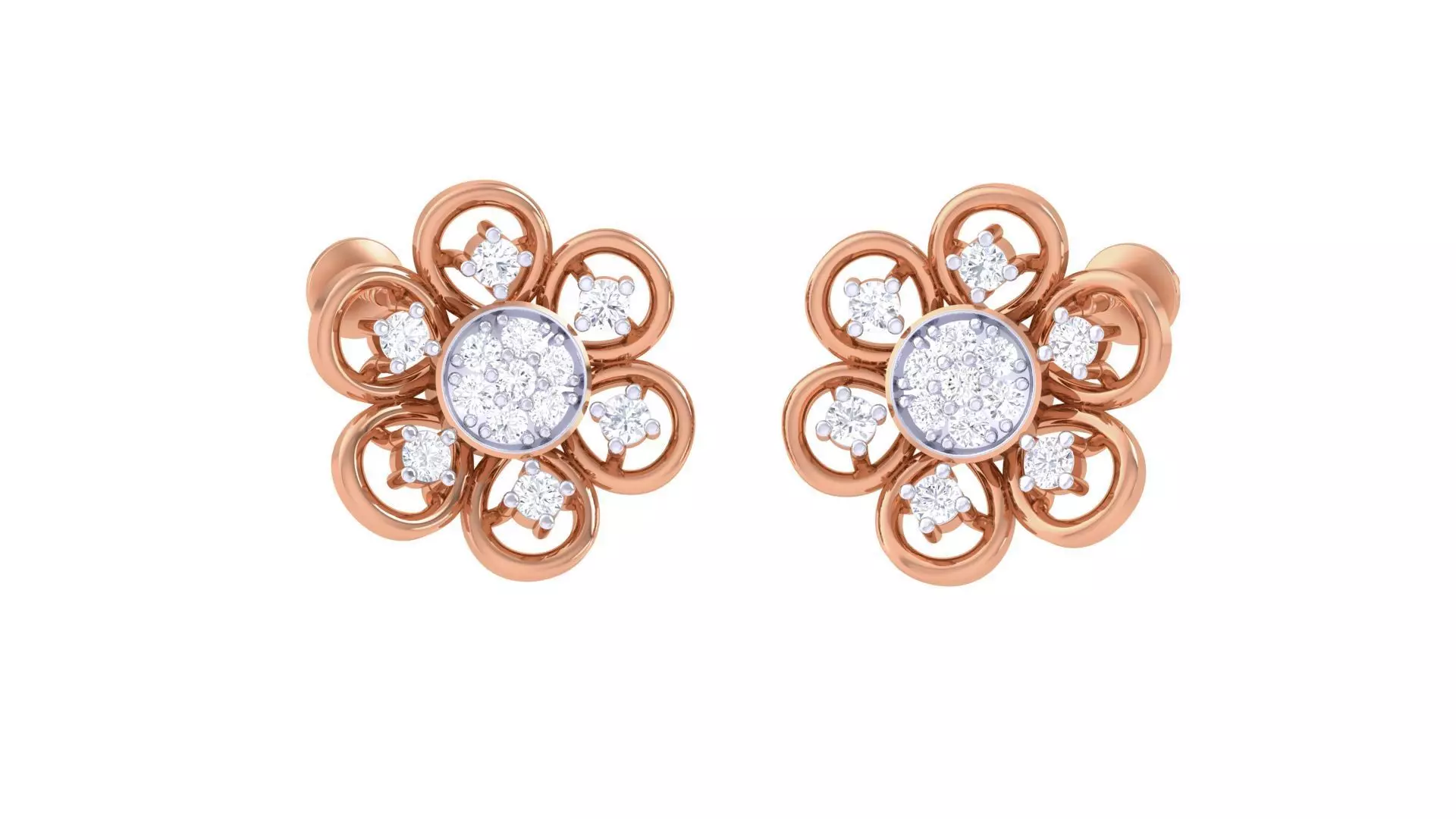  Flower Women studs Earrings 3dm stl 3mf obj glb gltf mtl render 3D print model_0