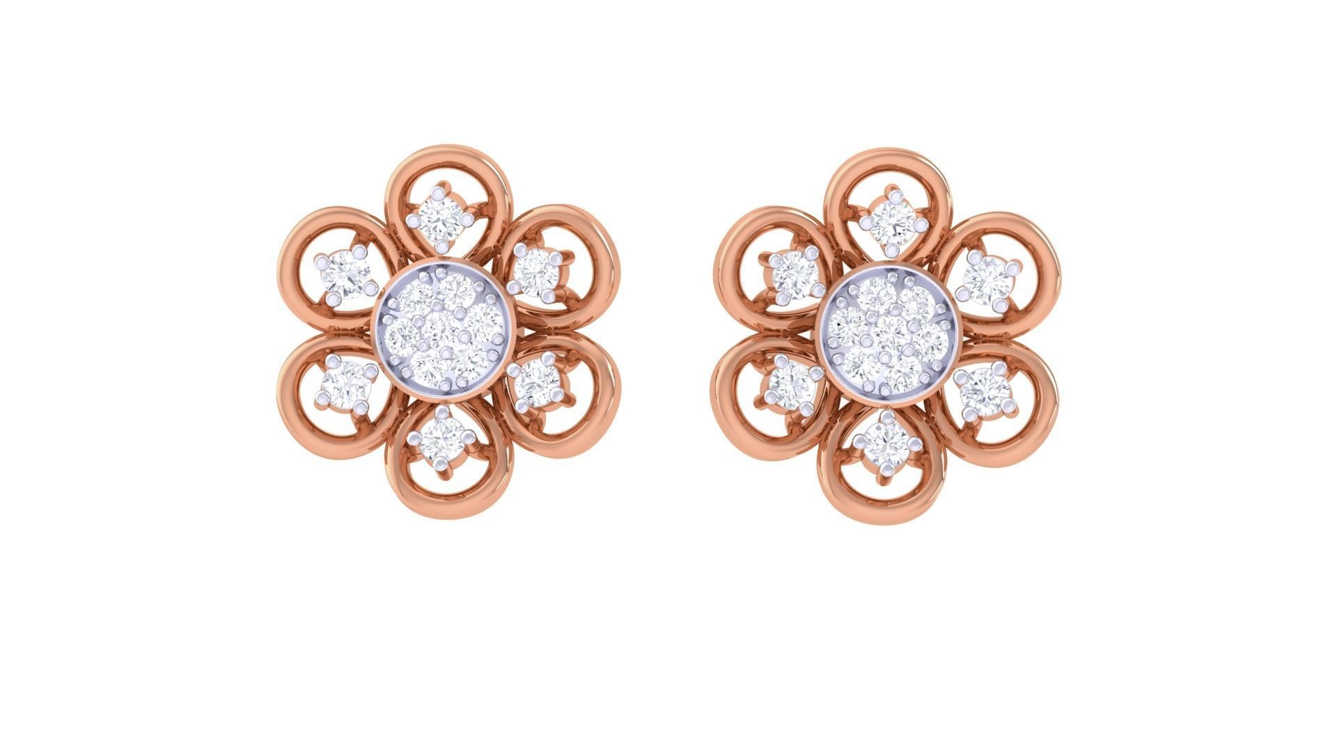  Flower Women studs Earrings 3dm stl 3mf obj glb gltf mtl render 3D print model_7