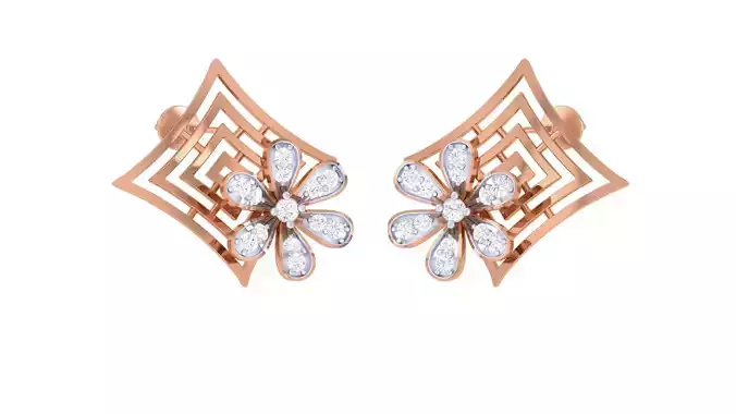 Women studs Earrings 3dm stl 3mf obj glb gltf mtl render detail