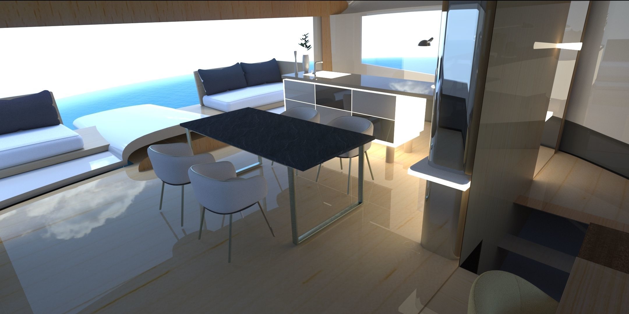 Trimaran yacht 3D model_1