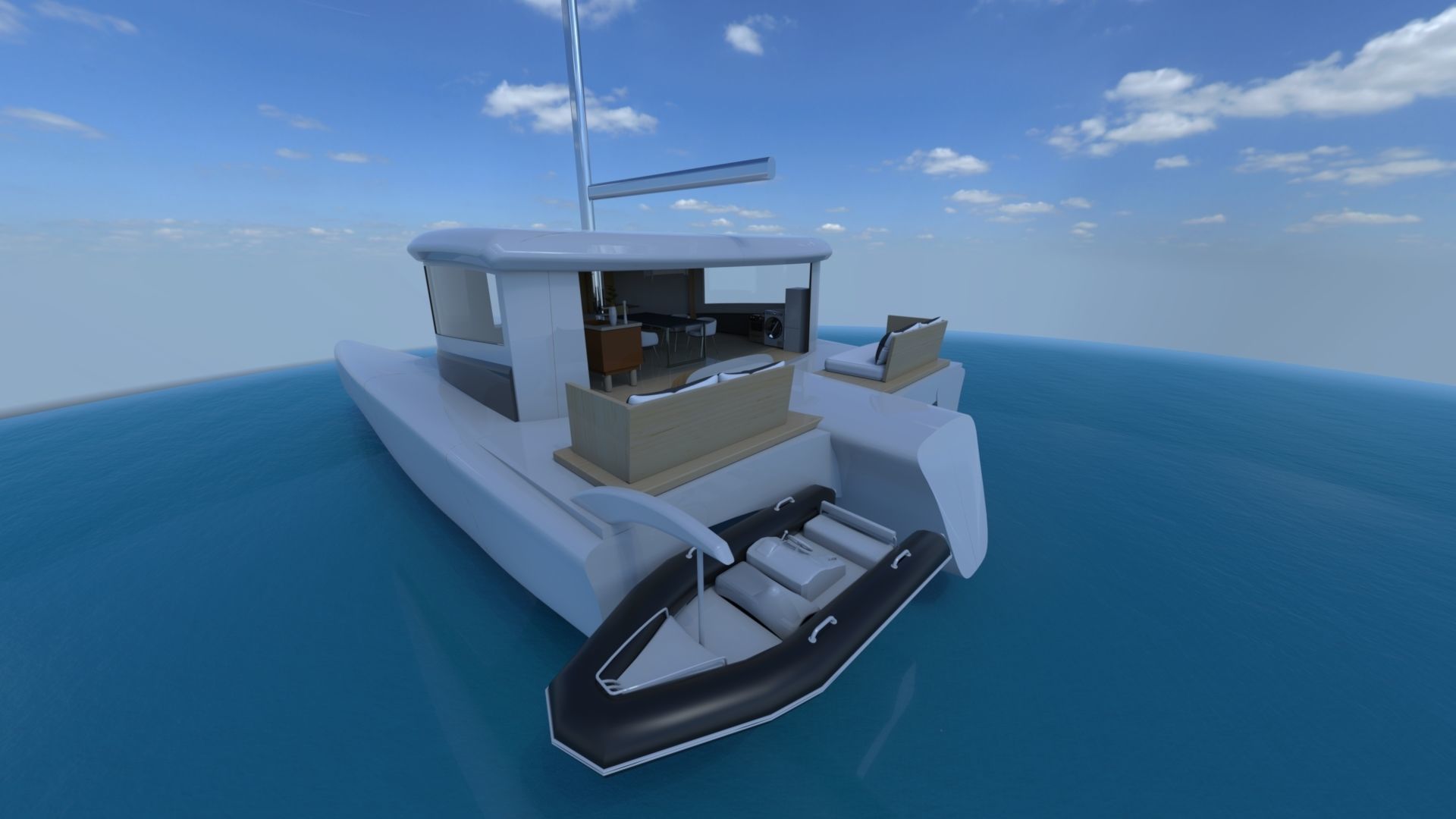 Trimaran yacht 3D model_2