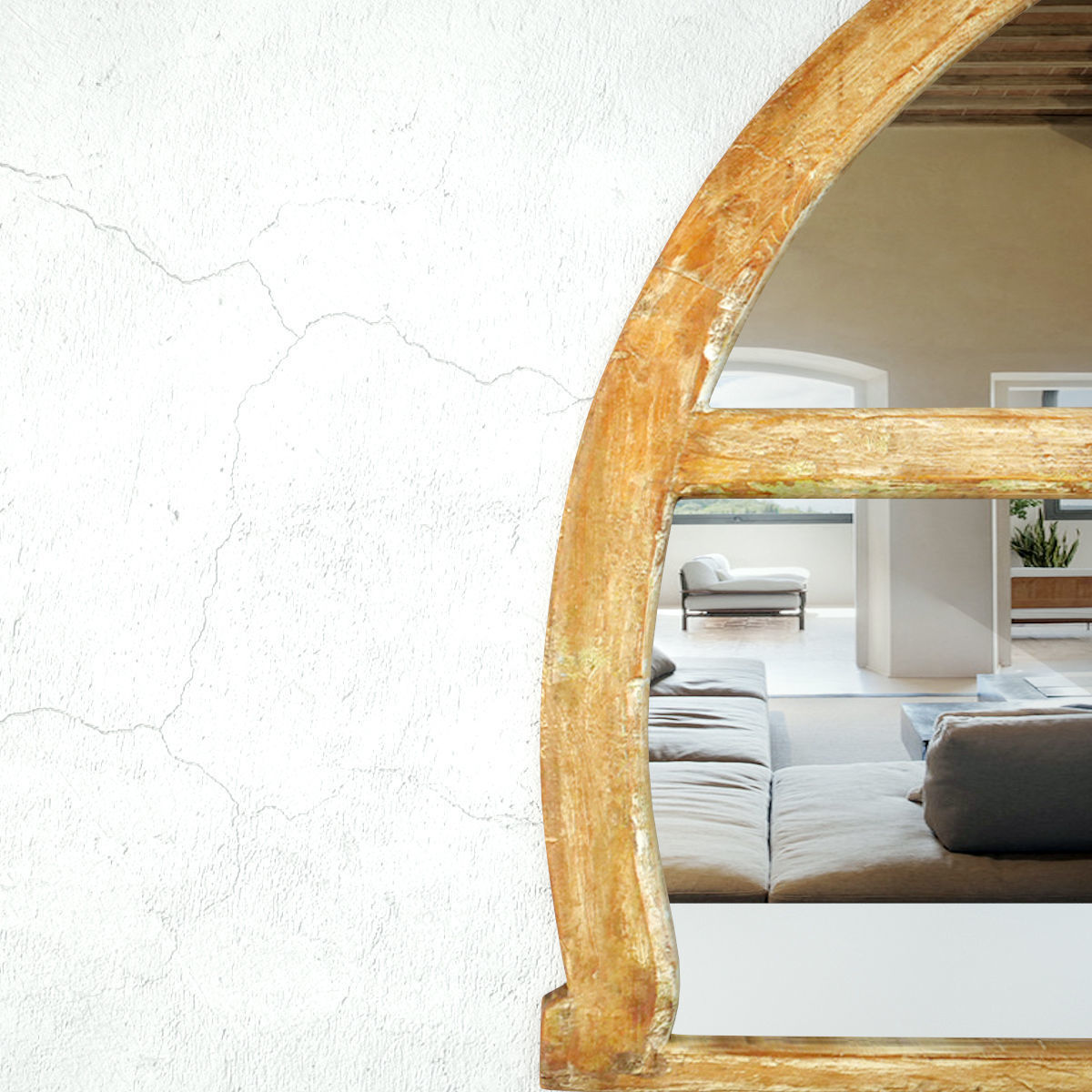 Vintage Arched Window Mirror 3D model_5