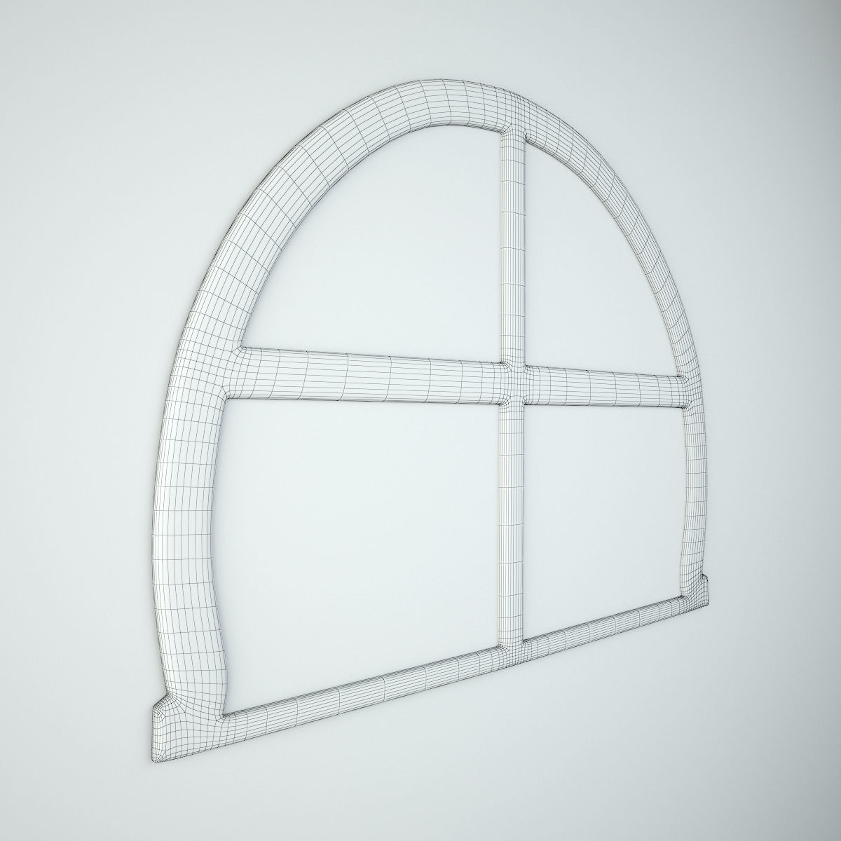 Vintage Arched Window Mirror 3D model_4