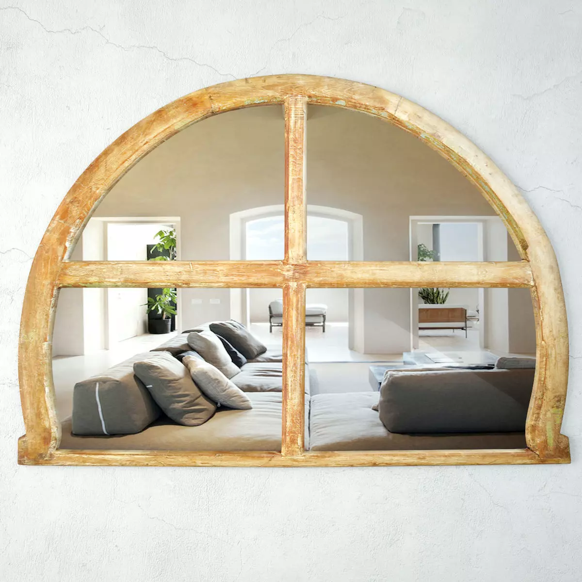 Vintage Arched Window Mirror 3D model_0