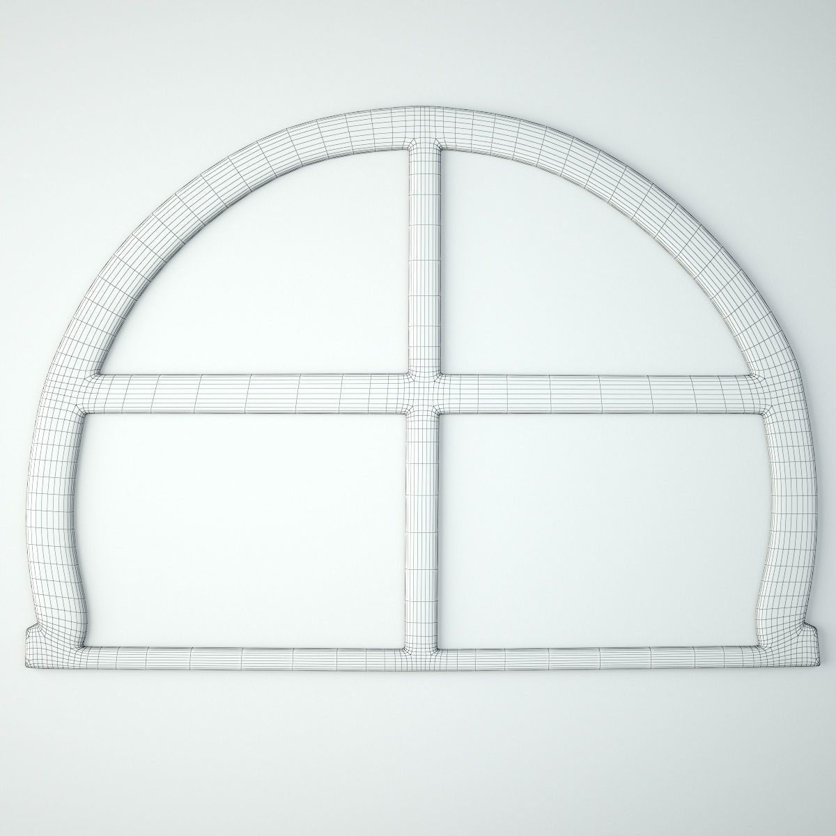 Vintage Arched Window Mirror 3D model_2