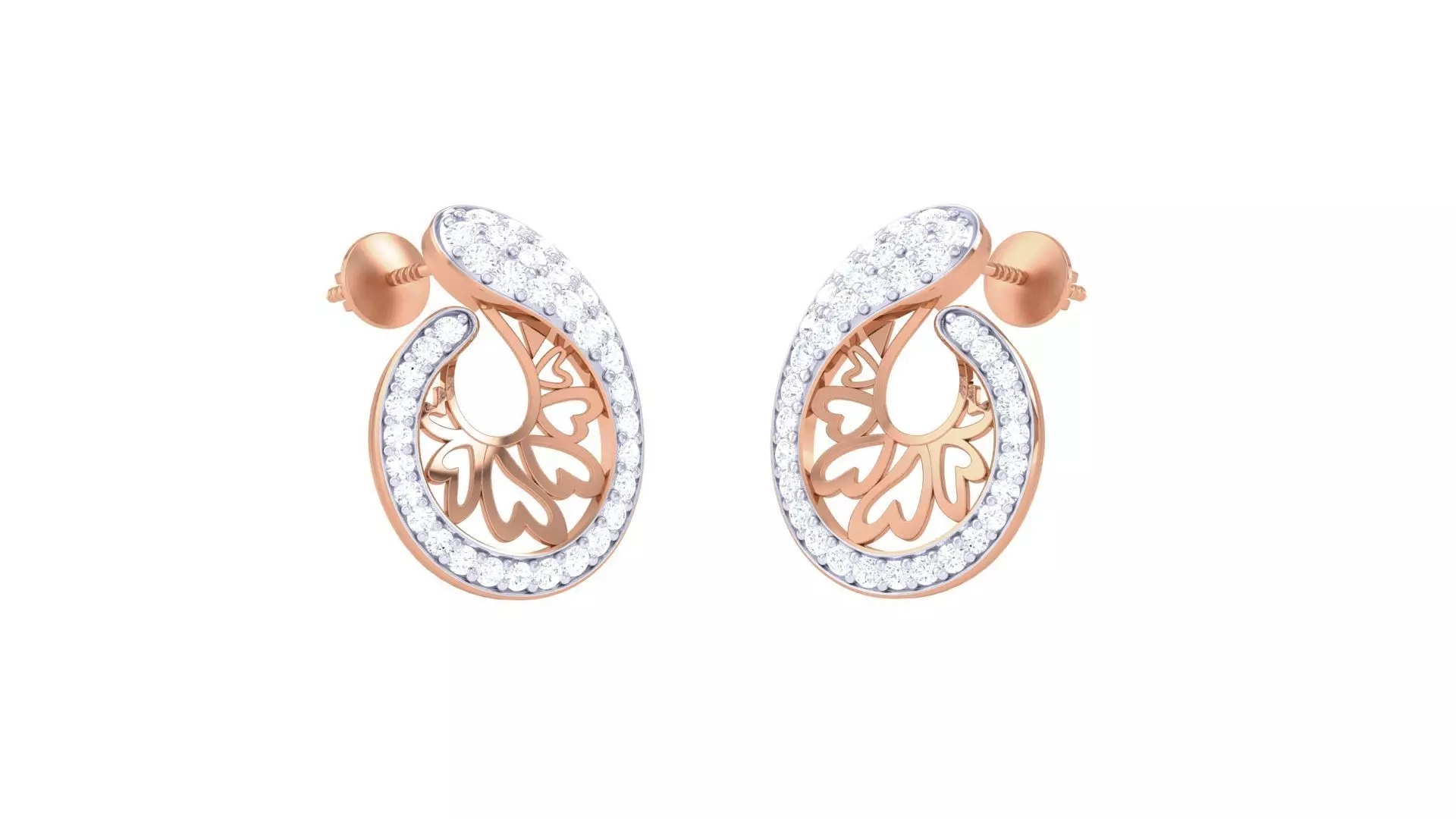 Heart Love Valentine Women studs Earrings 3dm stl 3mf obj glb  3D print model_0