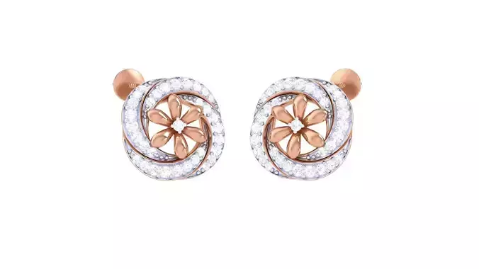 Flower Women studs Earrings 3dm stl 3mf obj glb gltf mtl render