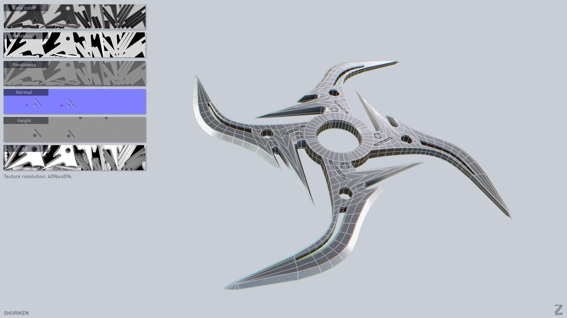 Shuriken Low-poly 3D model_2