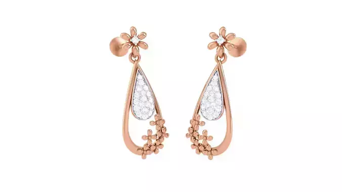 Flowers Women drop Earrings 3dm stl 3mf obj glb gltf mtl  3D print model