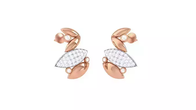 Flower Women studs Earrings 3dm stl 3mf obj glb gltf mtl render