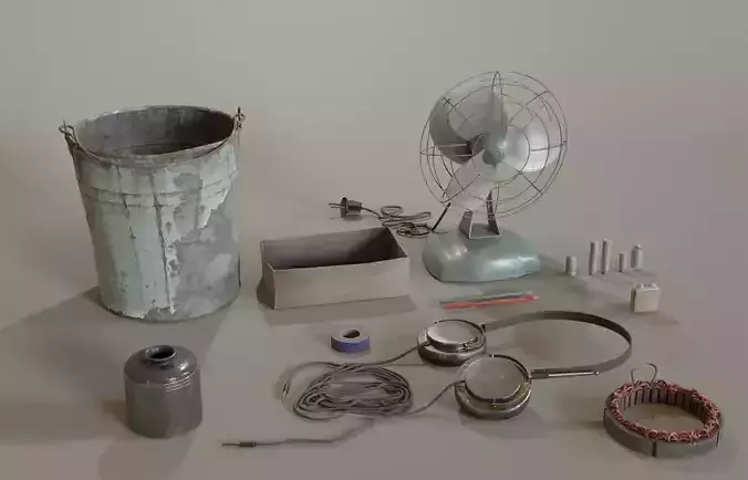 Room props pack Low-poly 3D model