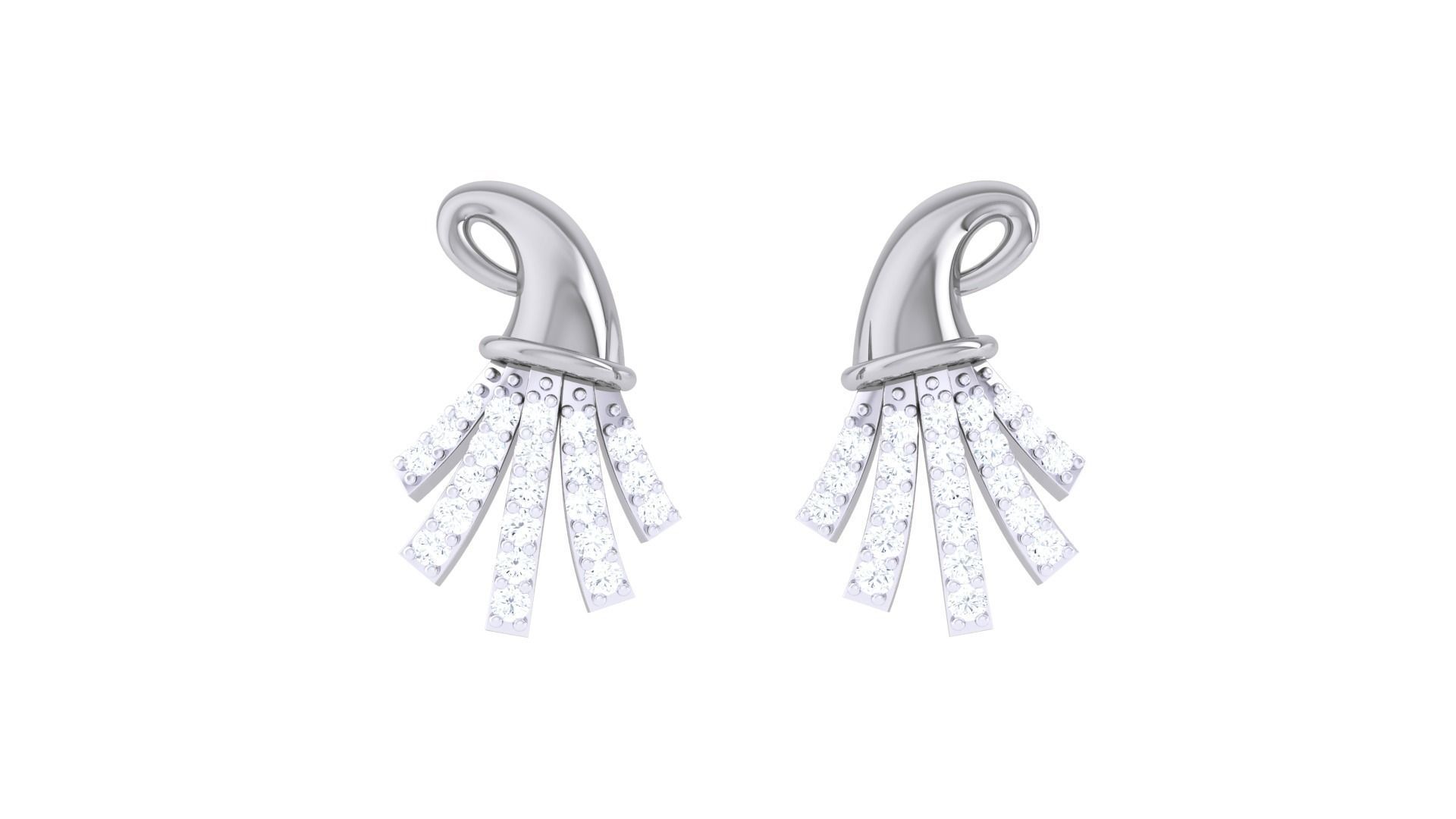 Women studs Earrings 3dm stl 3mf obj glb gltf mtl render detail 3D print model_6