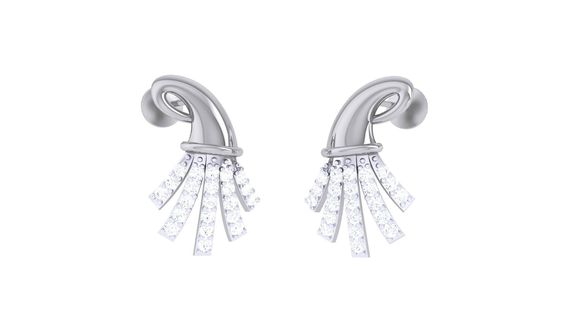 Women studs Earrings 3dm stl 3mf obj glb gltf mtl render detail 3D print model_2