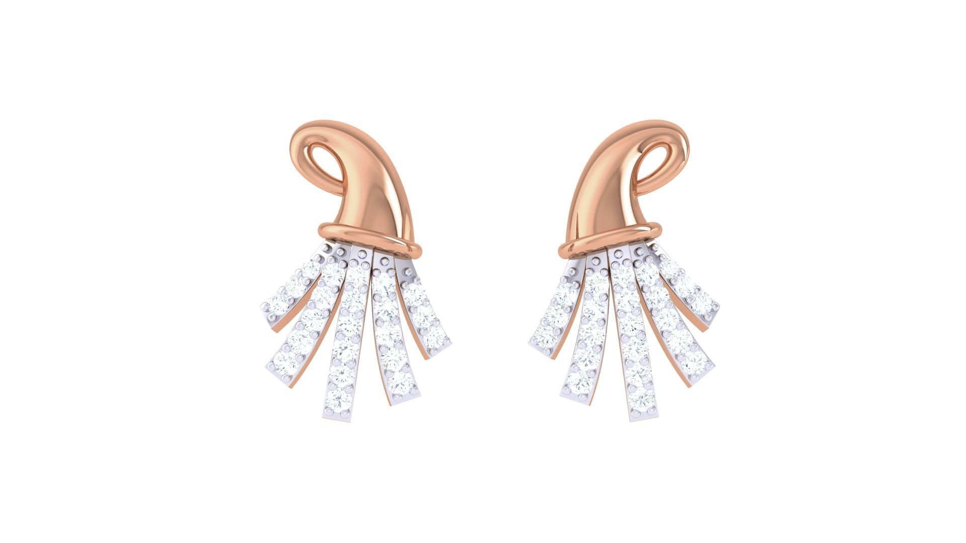 Women studs Earrings 3dm stl 3mf obj glb gltf mtl render detail 3D print model_7