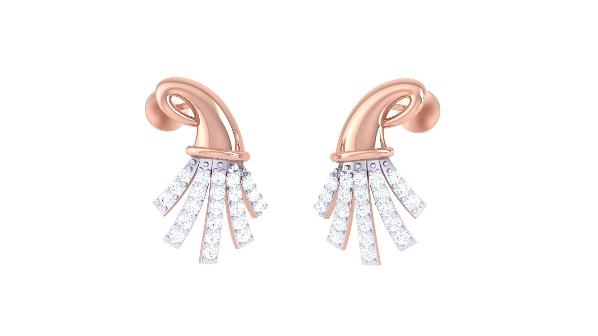 Women studs Earrings 3dm stl 3mf obj glb gltf mtl render detail 3D print model_4