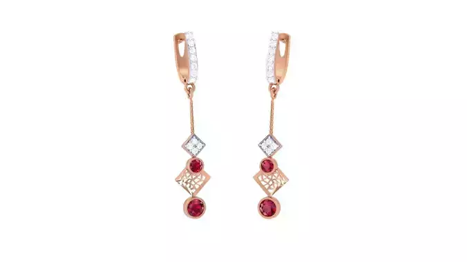 Hanging Ruby Mesh Women drop Earrings 3dm stl 3mf obj glb gltf 3D print model