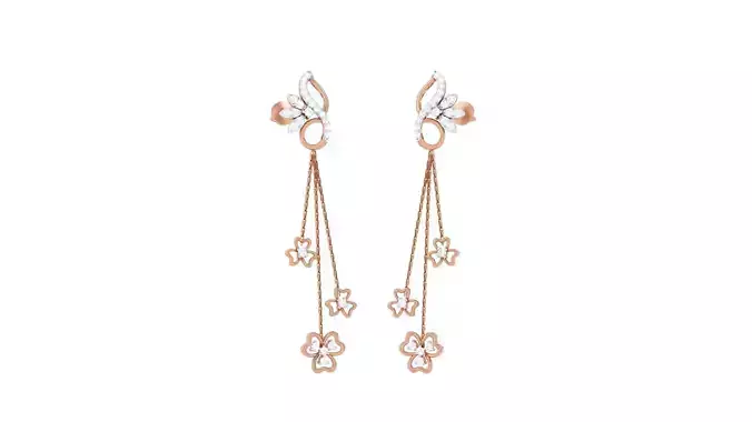 Hanging Flowers Women drop Earrings 3dm stl 3mf obj glb gltf mtl 3D print model