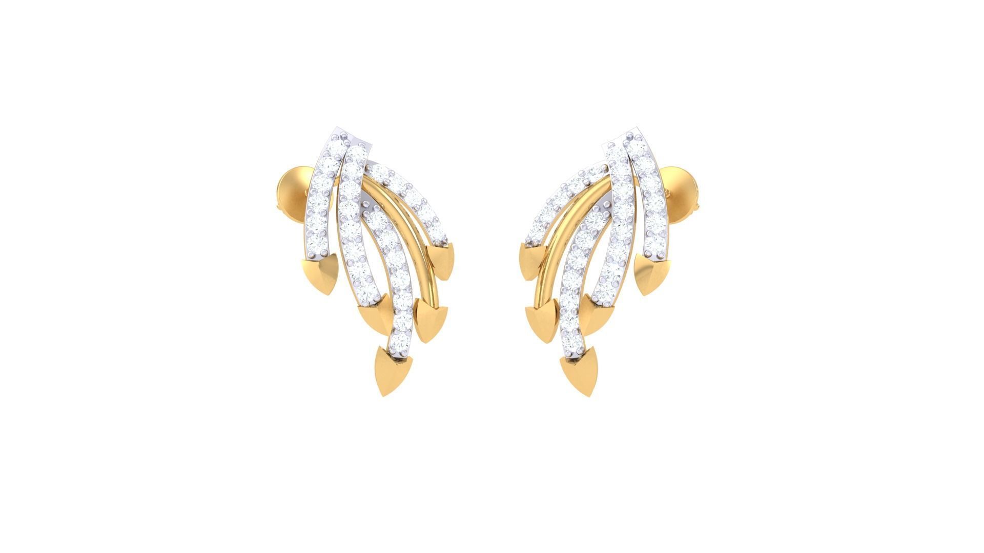  Women studs Earrings 3dm stl 3mf obj glb gltf mtl render detail 3D print model_2