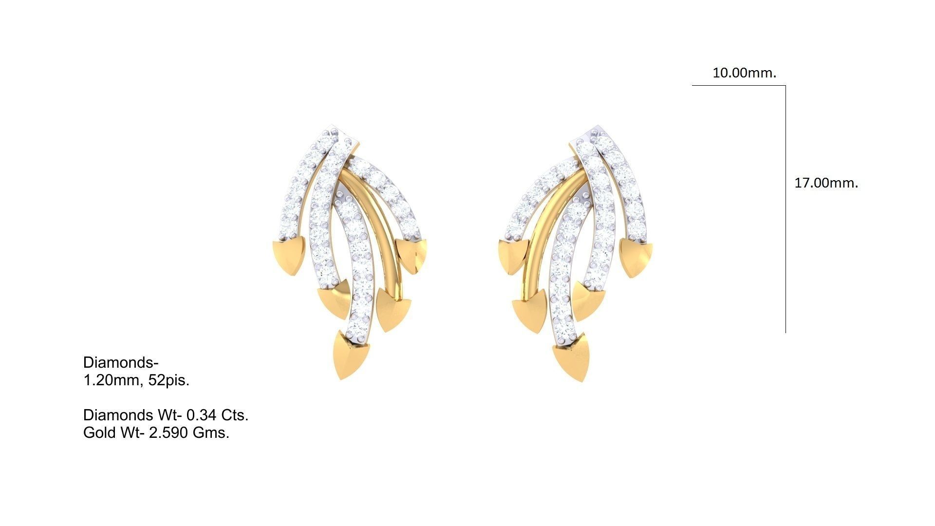  Women studs Earrings 3dm stl 3mf obj glb gltf mtl render detail 3D print model_4