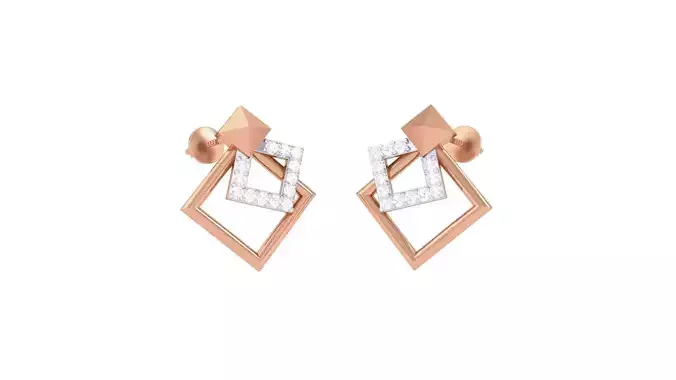 Square Women studs Earrings 3dm stl 3mf obj glb gltf mtl render