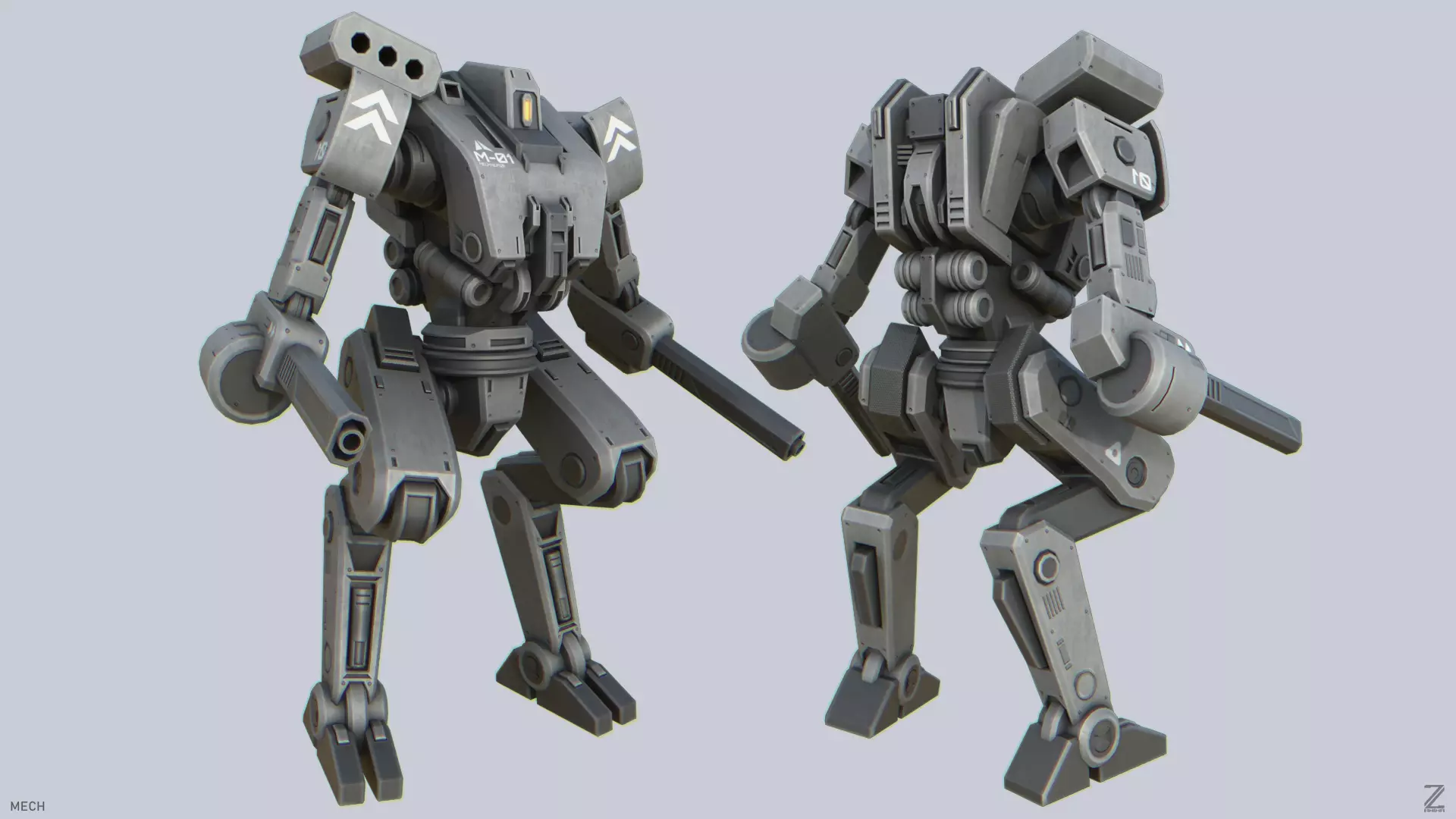 Mech 01 Low-poly 3D model