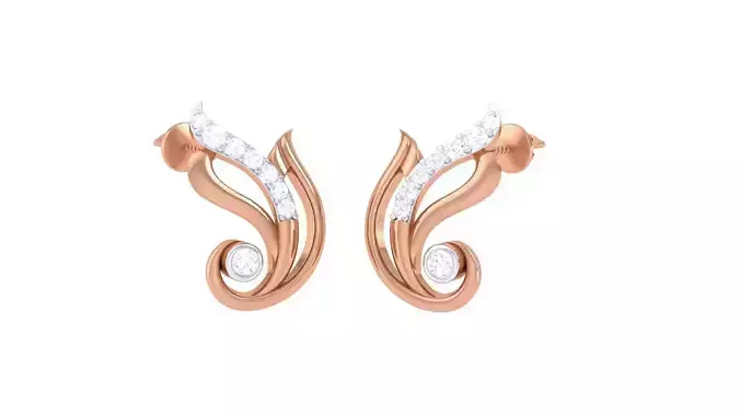 Women studs Earrings 3dm stl 3mf obj glb gltf mtl render detail