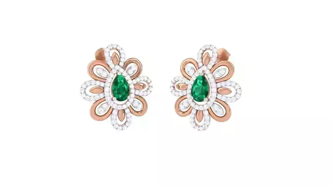  Women studs Earrings 3dm stl 3mf obj glb gltf mtl render detail