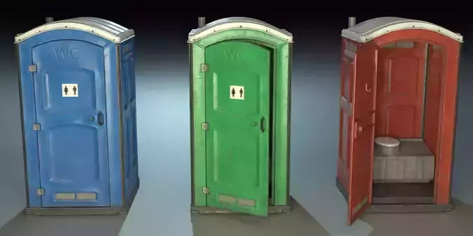 Public Portable Toilet 02 PBR Game Ready Low-poly 3D model