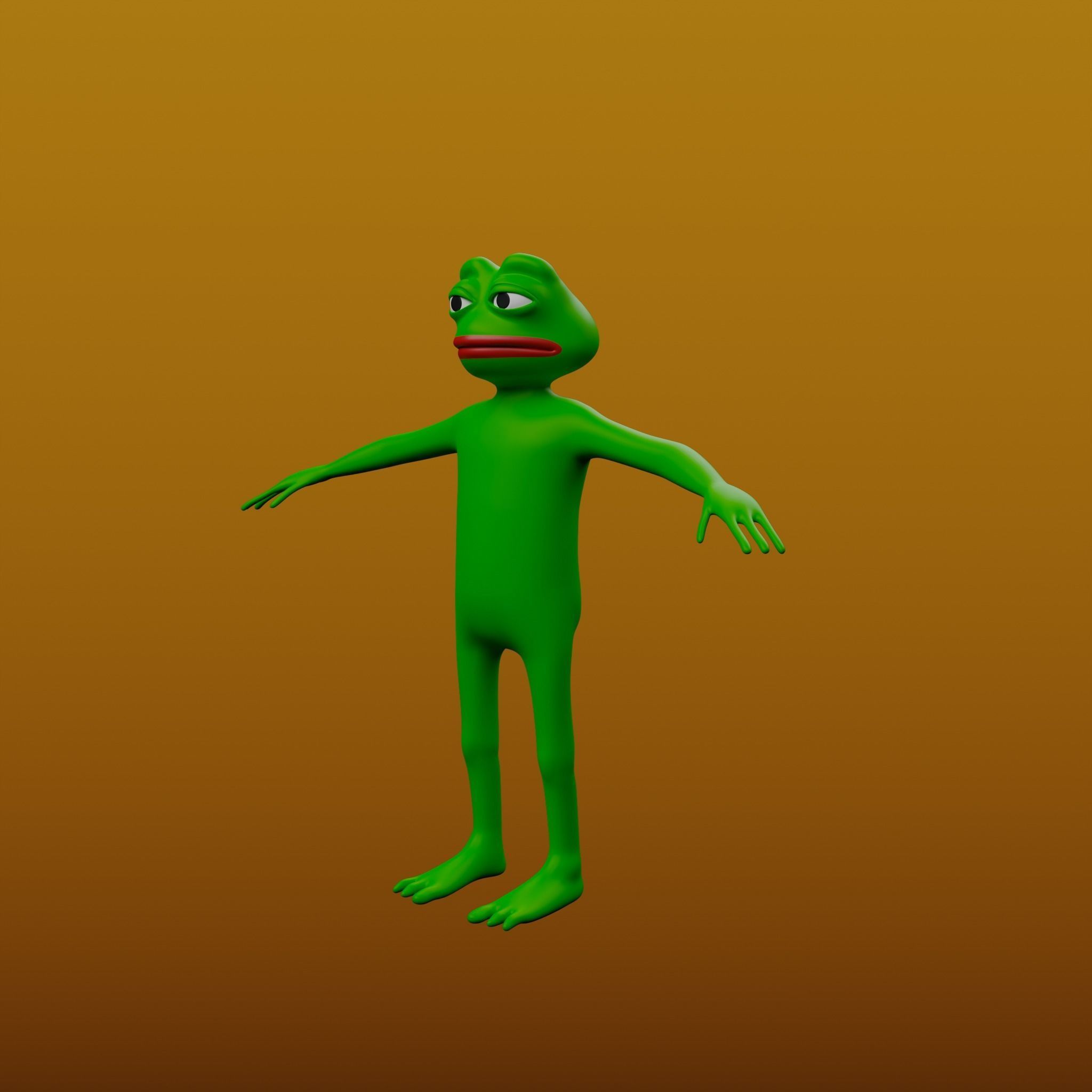 Pepe the Frog Full Body Rigged Character Low-poly 3D model_4