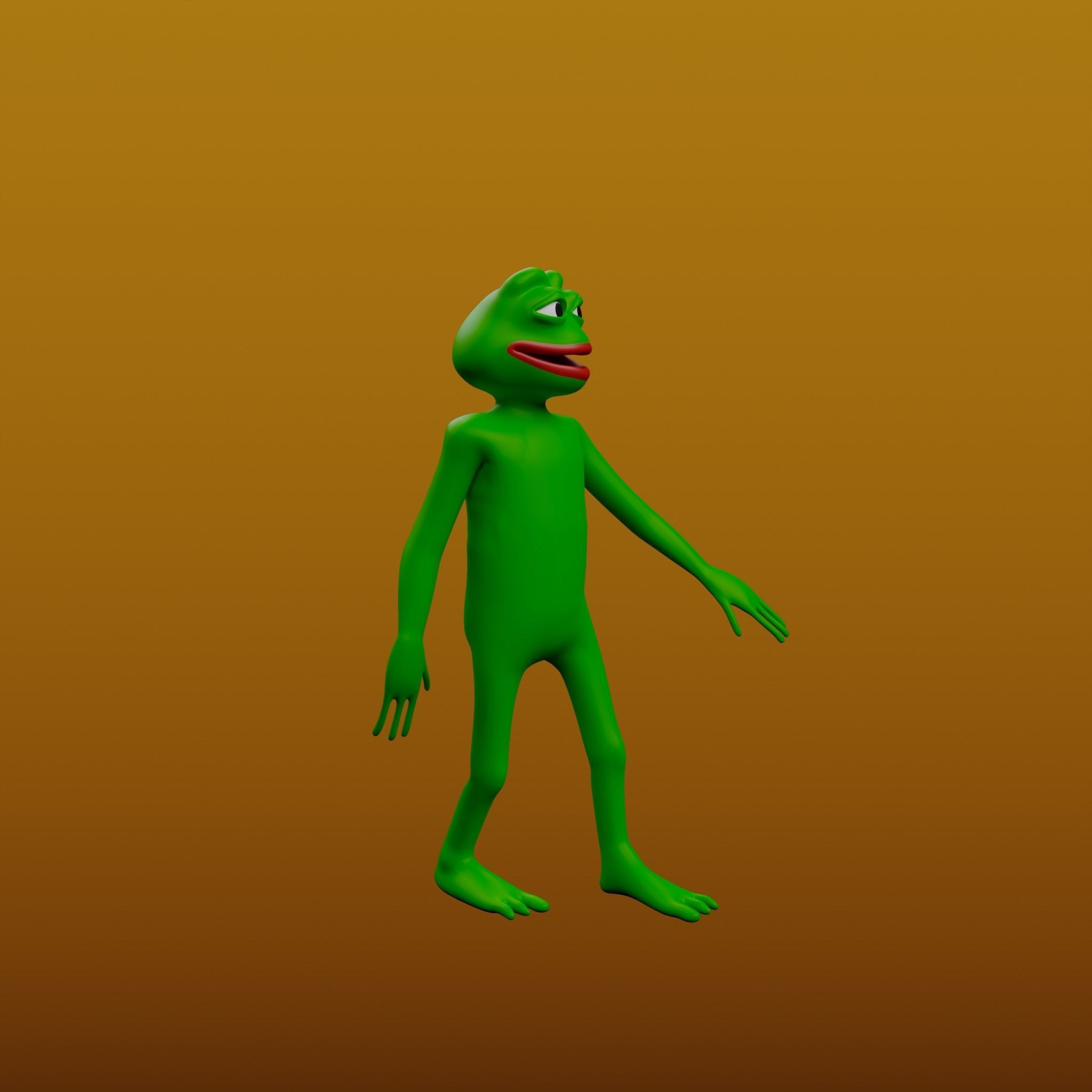 Pepe the Frog Full Body Rigged Character Low-poly 3D model_29