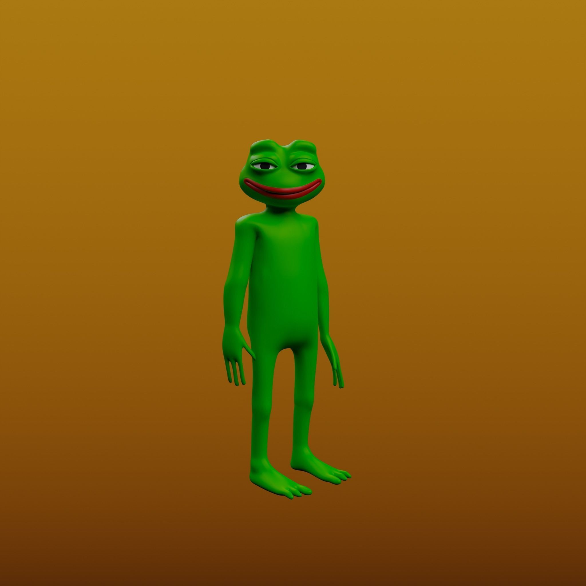 Pepe the Frog Full Body Rigged Character Low-poly 3D model_30