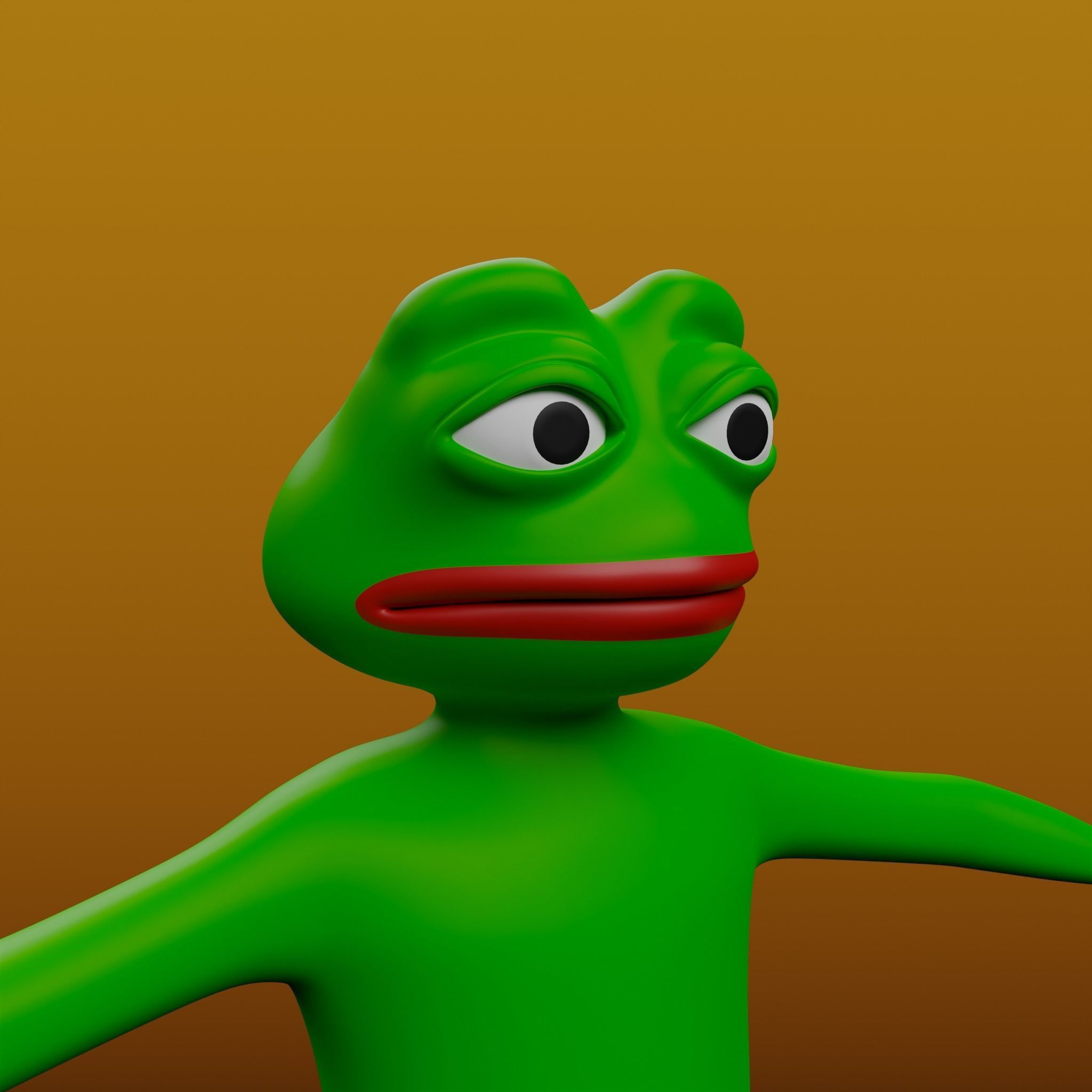 Pepe the Frog Full Body Rigged Character Low-poly 3D model_24