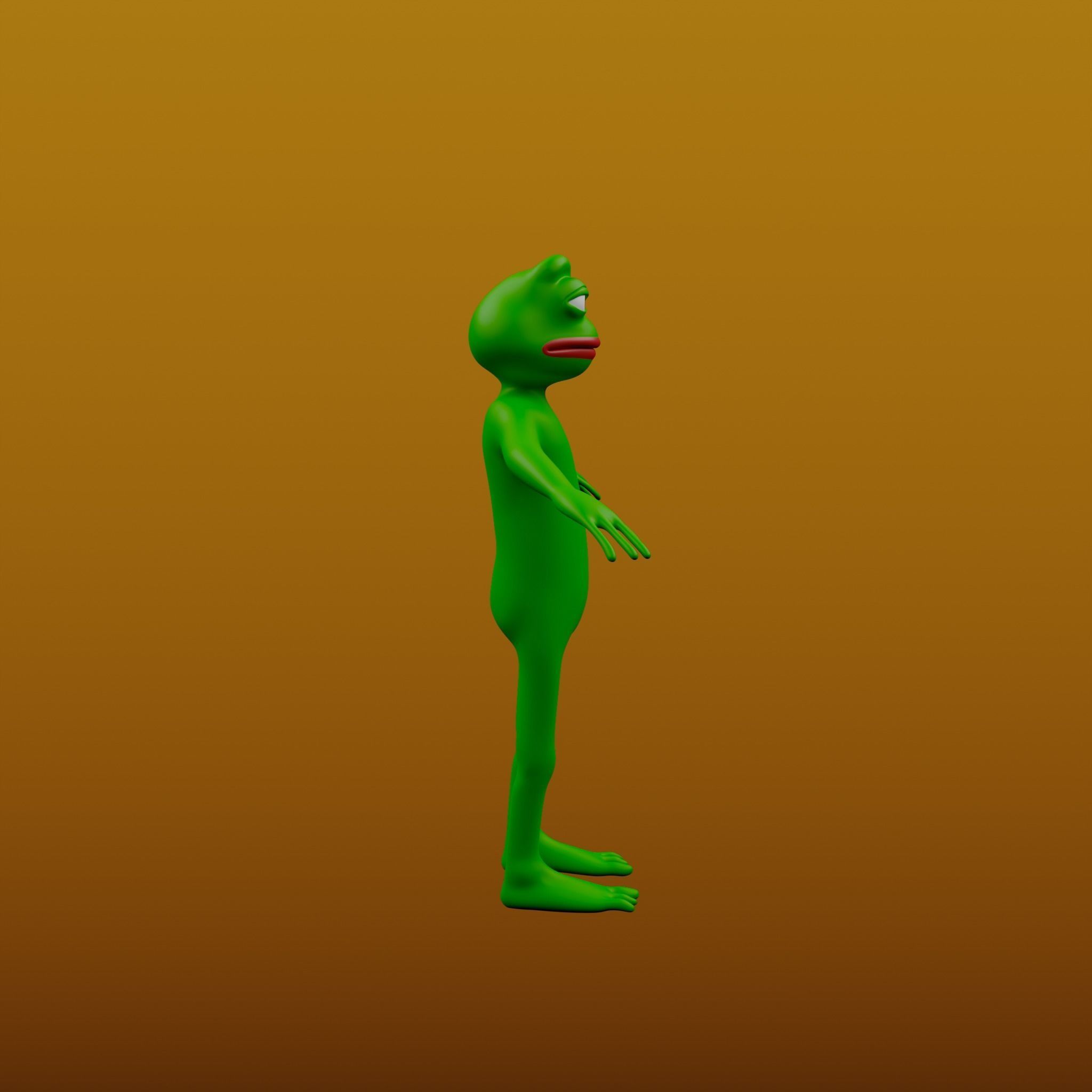 Pepe the Frog Full Body Rigged Character Low-poly 3D model_7
