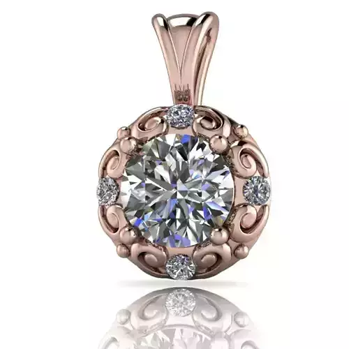 Intricate Antique Scroll ArtDeco Diamond Pendant Necklace