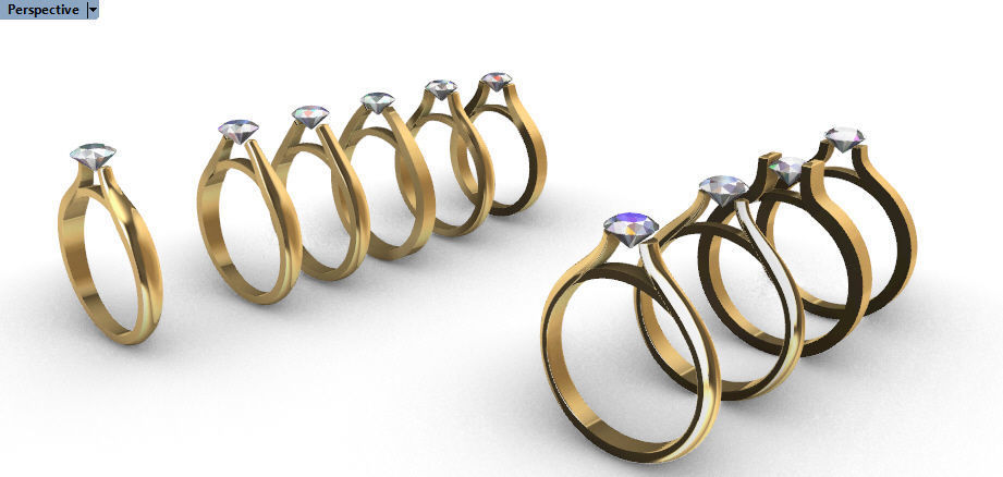 Various Cathedral Shanks Rings Findings jewelry  3D print model_17