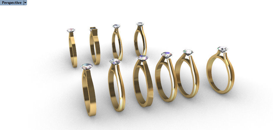 Various Cathedral Shanks Rings Findings jewelry  3D print model_8
