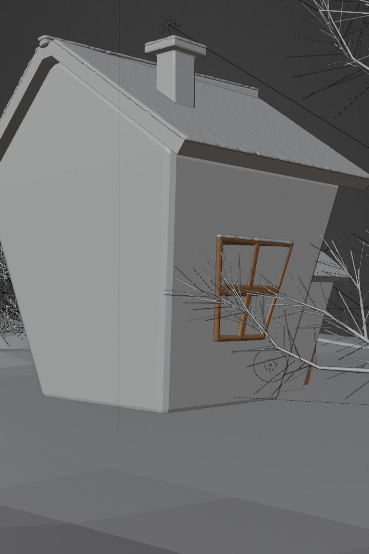 Snowfall in winter time on snow house Low-poly 3D model_6