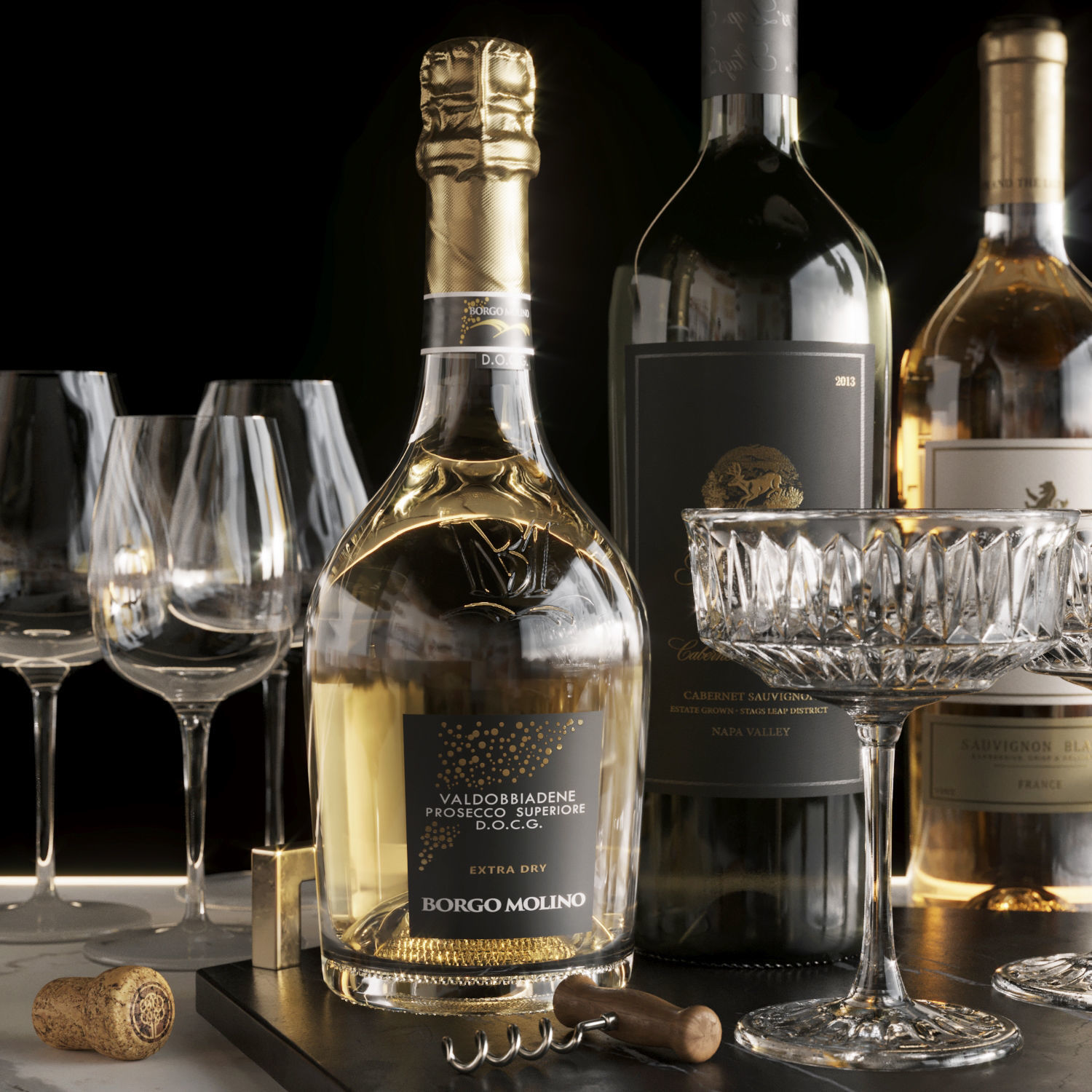 Wine Set 2 3D model_2