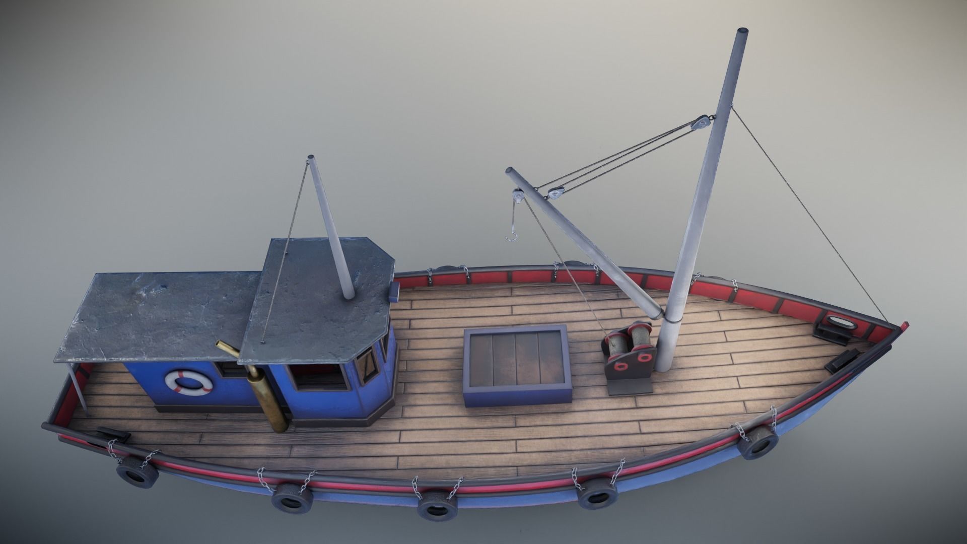 Fishing Boat Low-poly 3D model_4