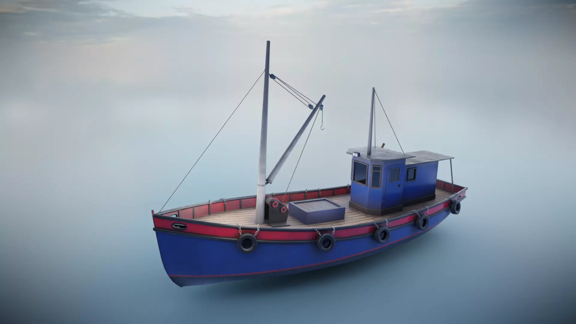 Fishing Boat Low-poly 3D model_0